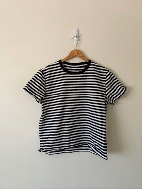 Everlane Black & White Striped Short-Sleeve Crewneck